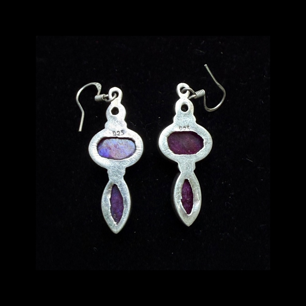 Elegant Pink MOONSTONE .925 Silver Dangle Earrings - Picture 2 of 2